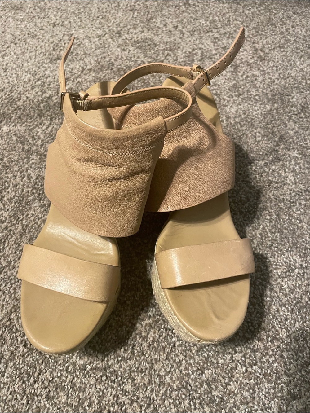 Cole Haan Beige Leather Ankle-Strap Sandals
